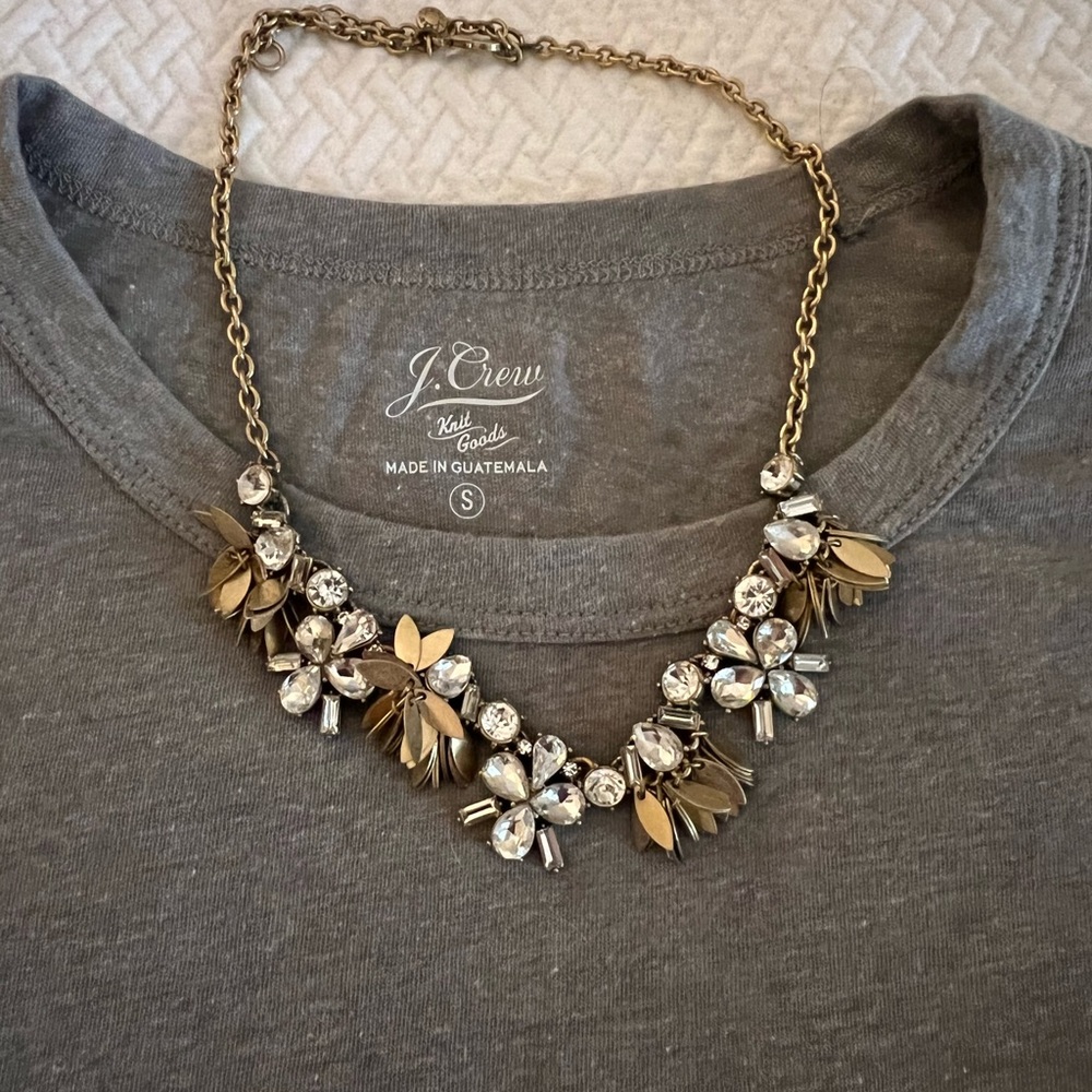 J Crew gemstone and gold statement necklace